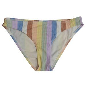 Cheeky Bikini Bottoms M Womens Xhilaration Striped Rainbow